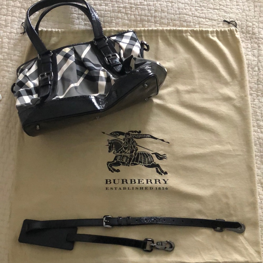 Burberry Lowry Black and White Tote Bag